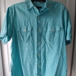 Banana Republic Linen/Cotton ButtonDown Shirt Blu